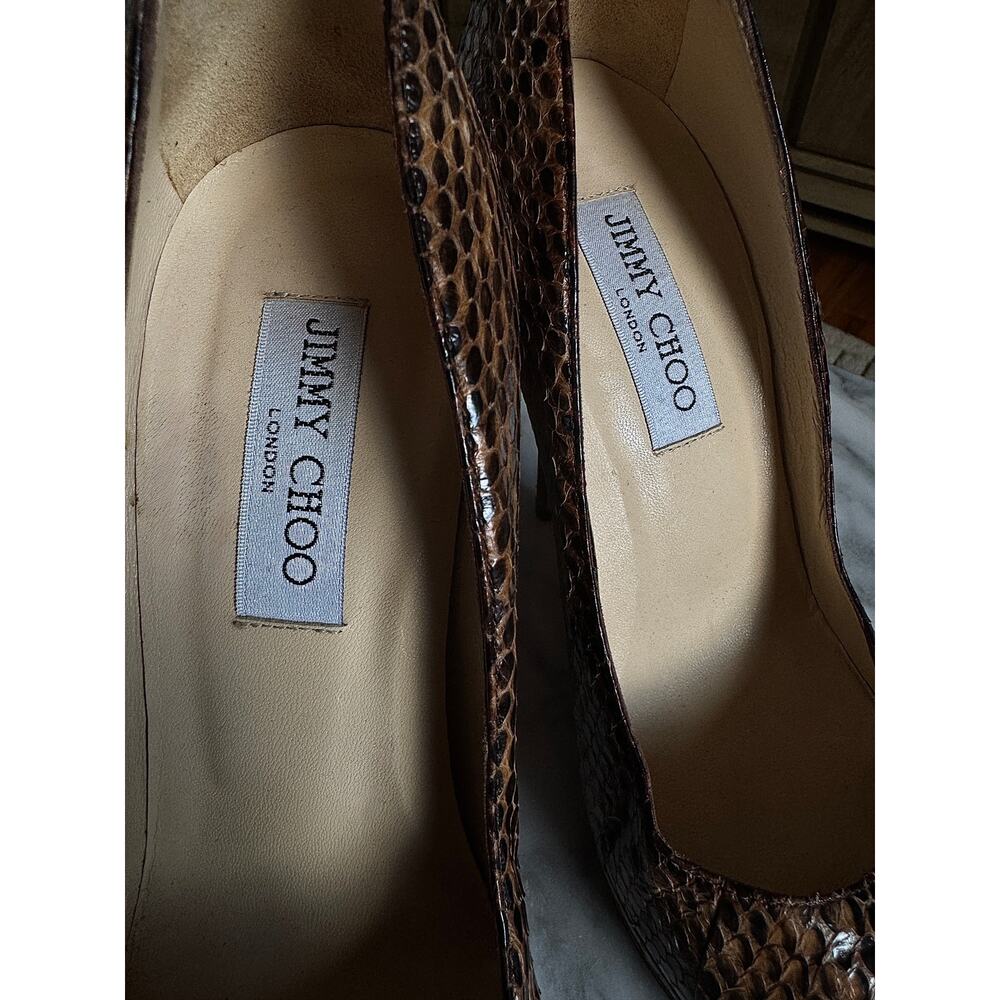 Jimmy Choo Beige And Brown Python Platform Heel P… - image 4